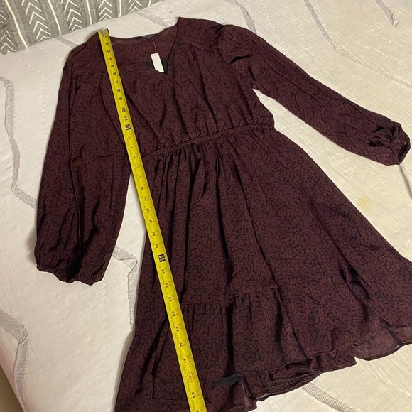 Madewell (Re)sourced Georgette Faux-Wrap Mini Dress SMALL Cabernet - Picture 9 of 12